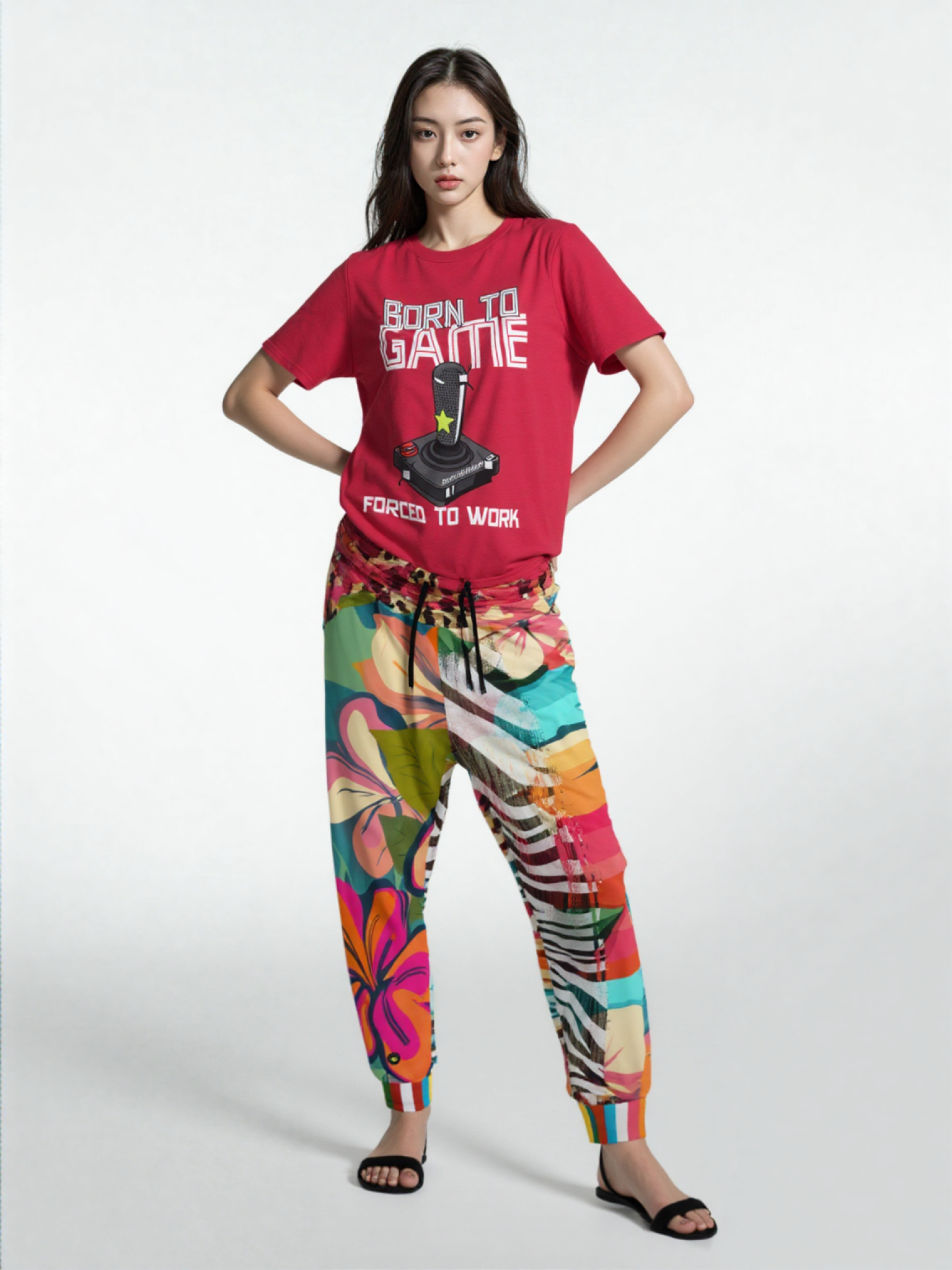 Man in Transition Floral Zebra Print Eco-Poly Unisex Joggers