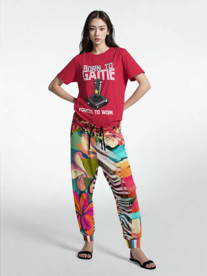 Man in Transition Floral Zebra Print Eco-Poly Unisex Joggers