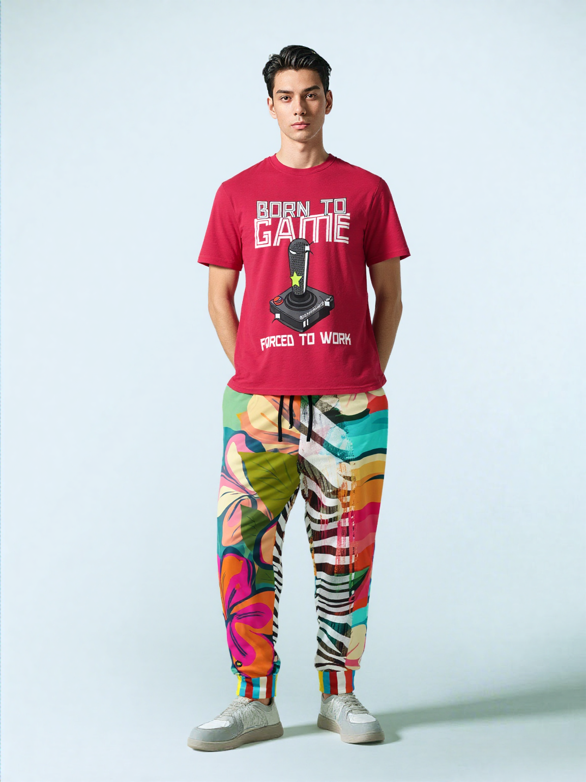 Man in Transition Floral Zebra Print Eco-Poly Unisex Joggers