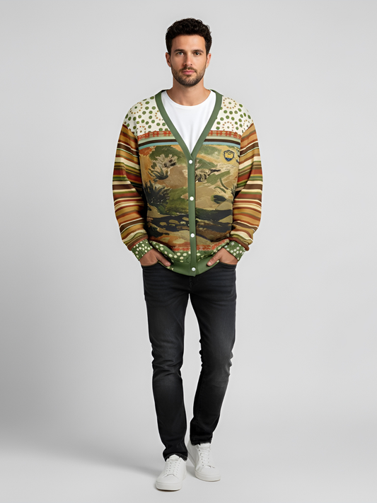 Brook with Aloes in Patchwork Heavyweight Unisex Cardigan