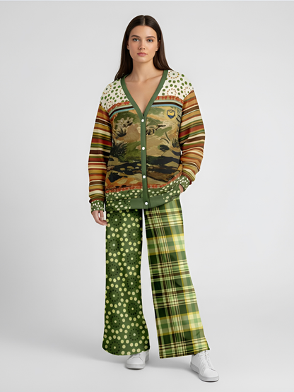 Brook with Aloes in Patchwork Heavyweight Unisex Cardigan