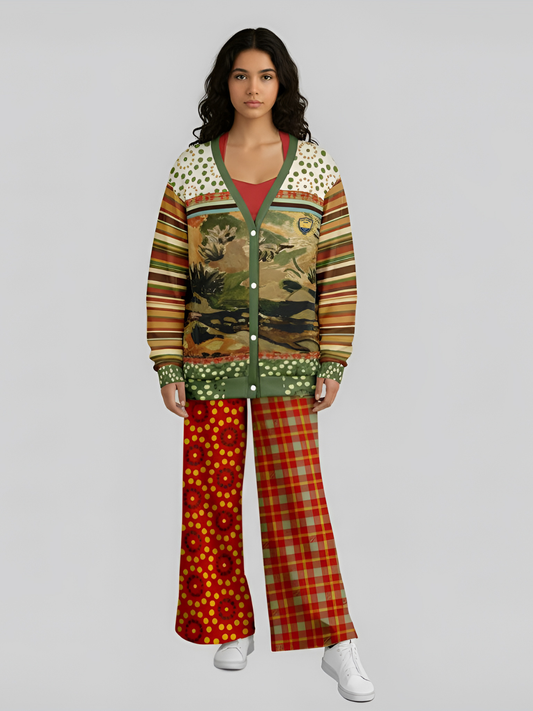 Brook with Aloes in Patchwork Heavyweight Unisex Cardigan