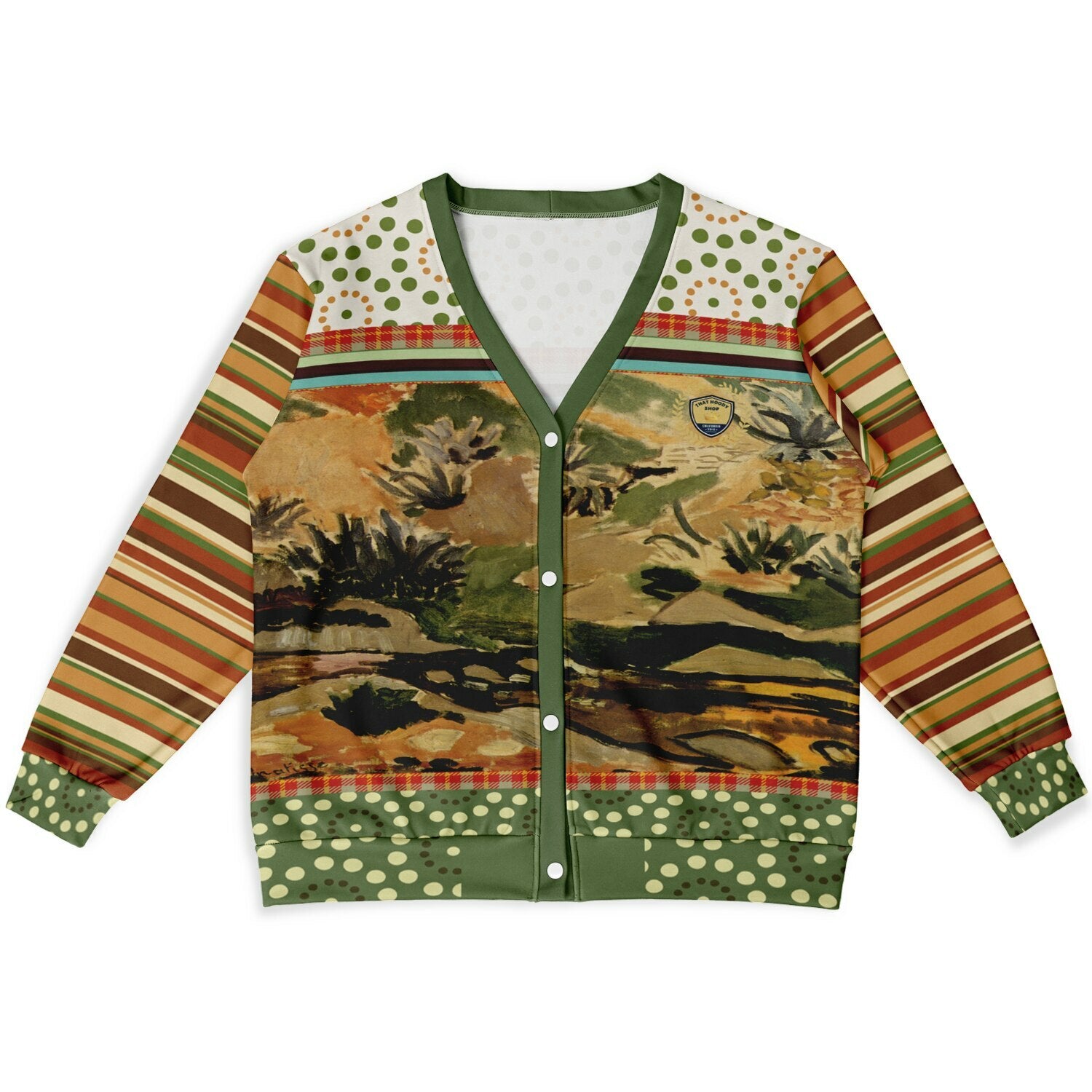 Brook with Aloes in Patchwork Heavyweight Unisex Cardigan