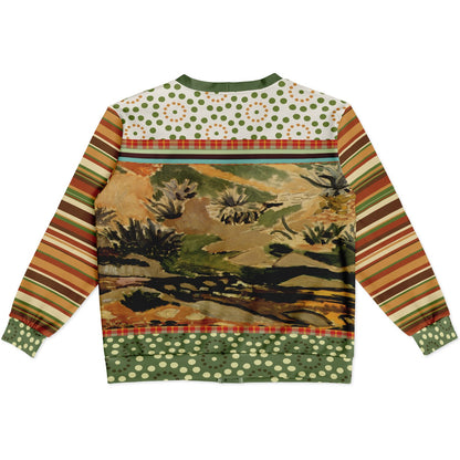 Brook with Aloes in Patchwork Heavyweight Unisex Cardigan