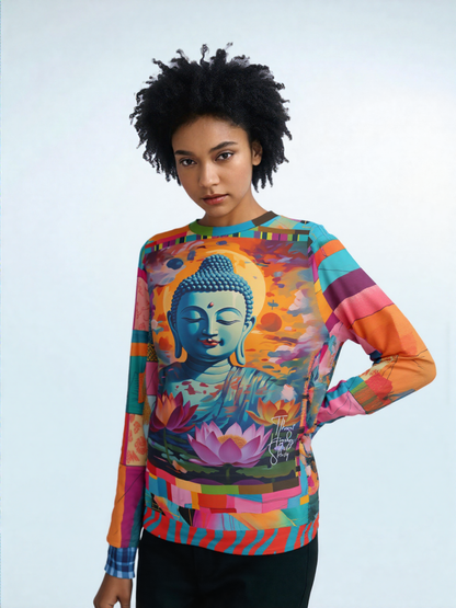 Buddha in Sun Salutation Lotus Floral Unisex Sweatshirt (Gold Label)