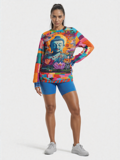 Buddha in Sun Salutation Lotus Floral Unisex Sweatshirt (Gold Label)