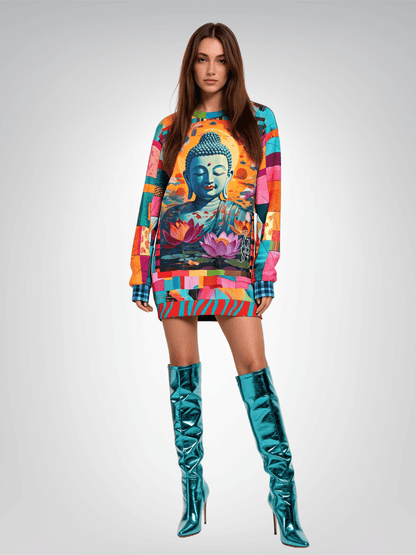 Buddha in Sun Salutation Lotus Floral Unisex Sweatshirt (Gold Label)