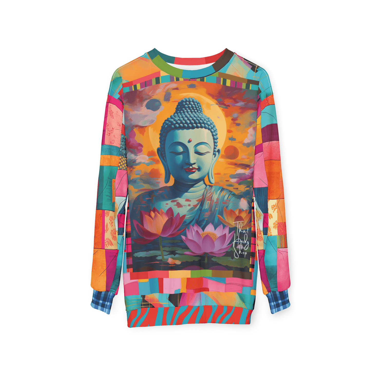 Buddha in Sun Salutation Lotus Floral Unisex Sweatshirt (Gold Label)