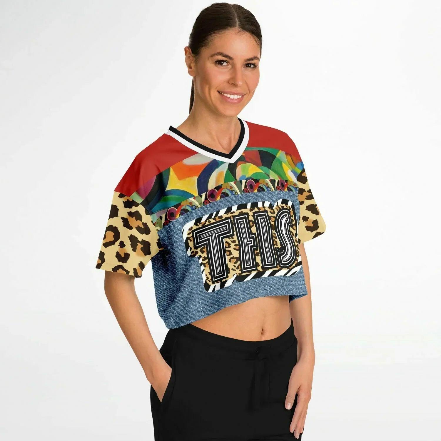 Afro-Queen Solace THS Leopard Eco-Poly V-neck Crop Jersey