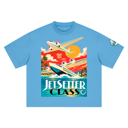 Jetsetter Class Luxury Travel Boxy Oversized Unisex T-Shirt