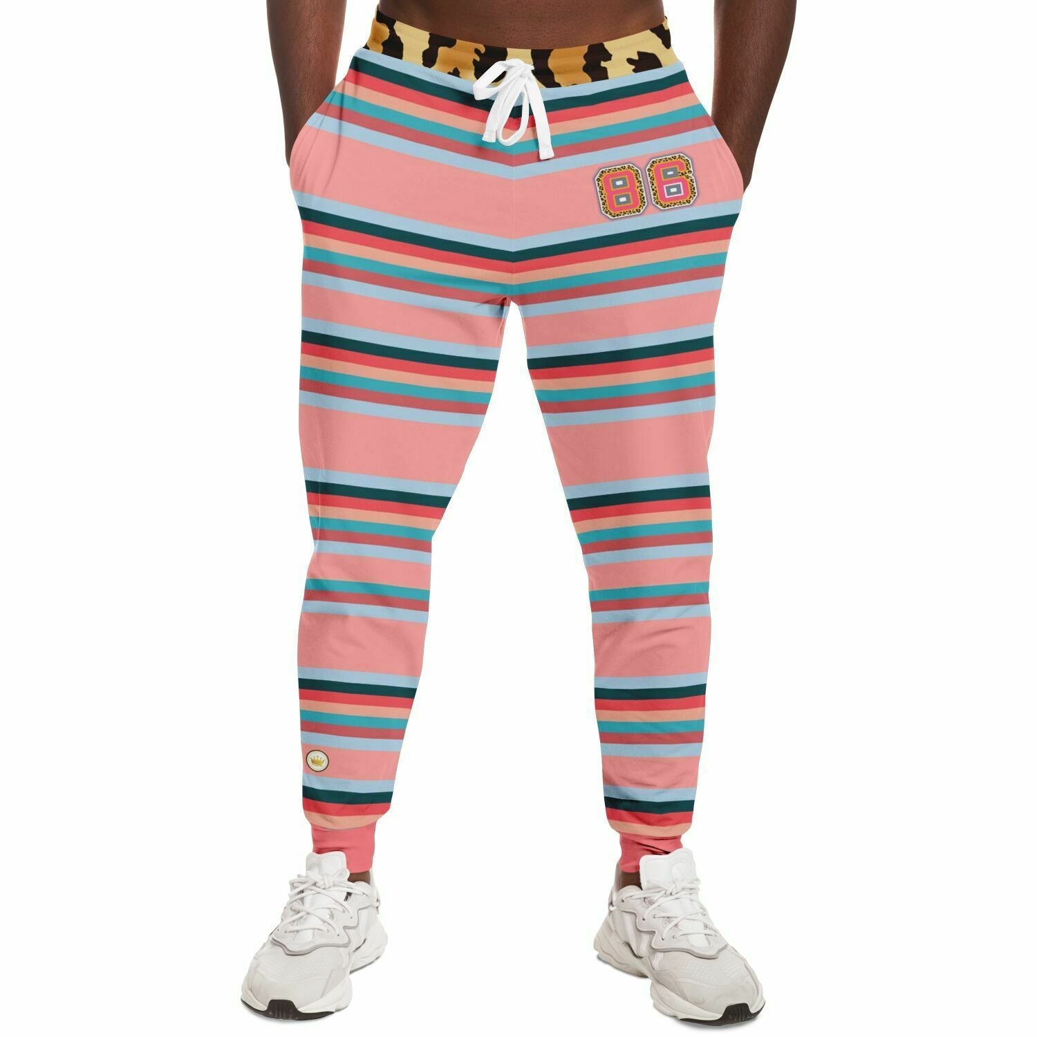 Blue Dragonfly Pink Striped Eco-Poly Unisex Joggers