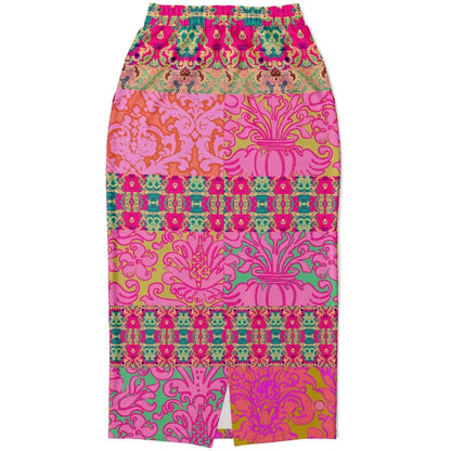 Gypsy Beat Pink Floral Patchwork Long Pocket Skirt