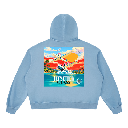Jetsetter Class Luxury Travel Unisex Boxy Vintage Washed Hoodie