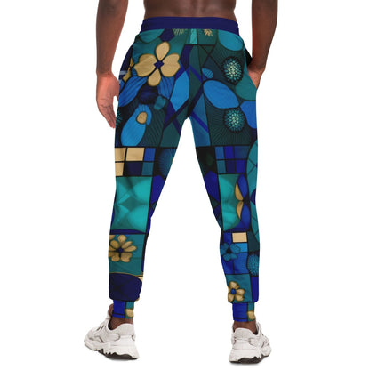 Blue Mystic Abstract Plaid Eco-Poly Unisex Joggers