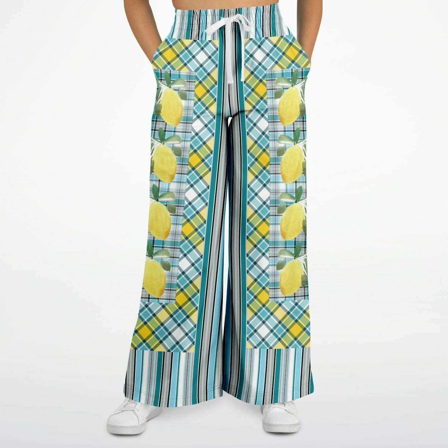 Lemon Zest Striped Eco-Poly Wide Leg Pants