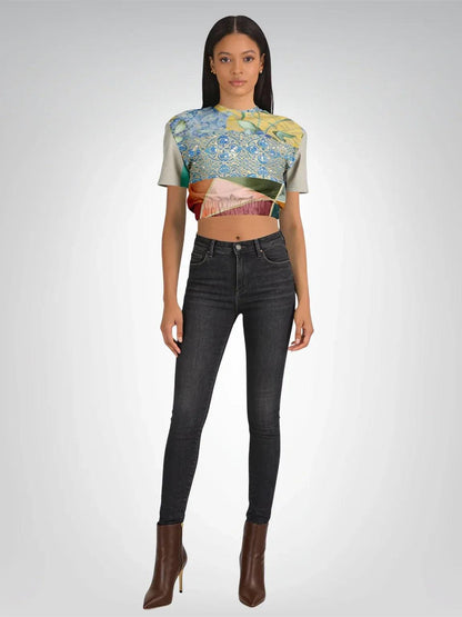 Calico Esplanade Eco-Poly Short Sleeve Cropped Pullover
