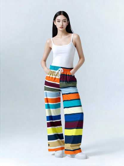 California Beach Girl Rugby Stripe Eco-Poly Wide Leg Pants