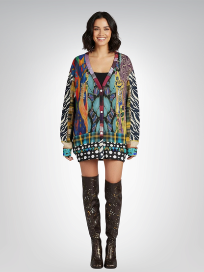 Call Me Fritza Art Deco Print Heavyweight Unisex Cardigan