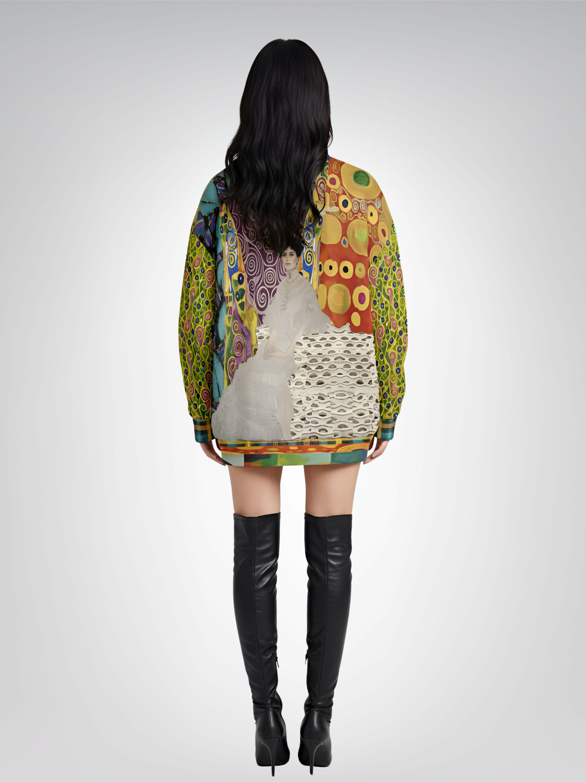 Call Me Fritza Art Deco Print Heavyweight Oversized Quarter Zip Sweatshirt