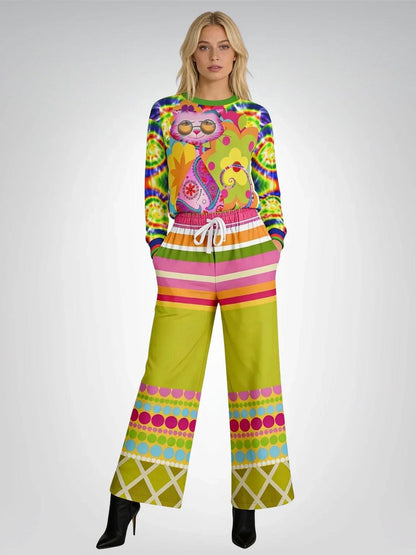 Hello Janis! Groove Stripe Eco-Poly Wide Leg Pants