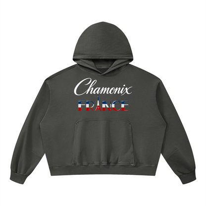 La Piste Faire du Ski Chamonix Unisex Boxy Vintage Washed Hoodie