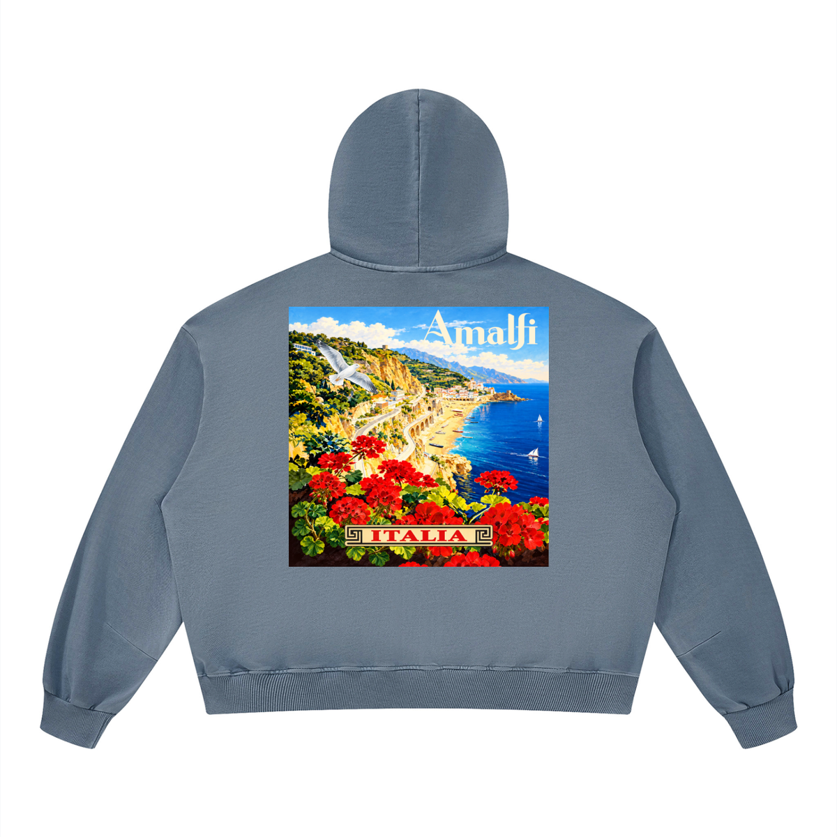 Amalfi in Springtime Unisex Boxy Vintage Washed Hoodie