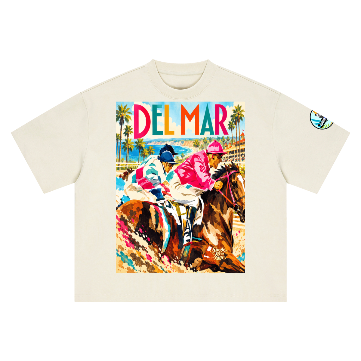 Del Mar Off to the Races Boxy Oversized Unisex T-Shirt