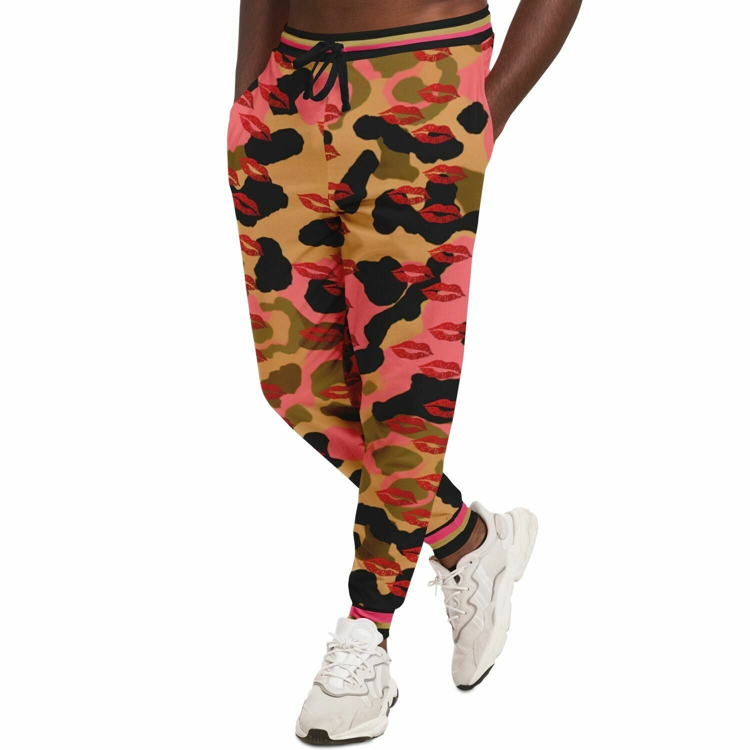 Lips on You Pink Eco-Poly Camo Unisex Joggers