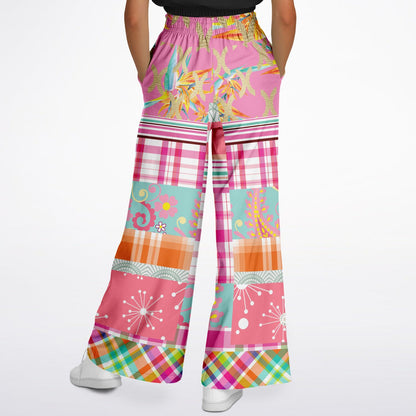 Pink Calypso Floral Patchwork Eco-Poly Wide Leg Pants
