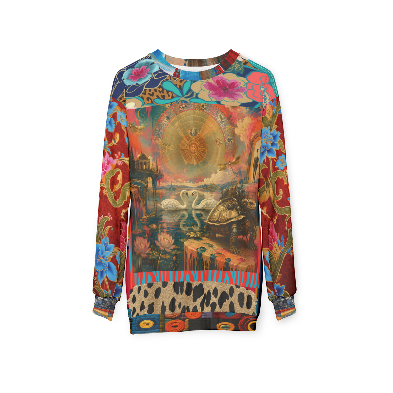 Celestial Swans in Zodiac Clockwork Garden Unisex Sweatshirt (Gold Label)