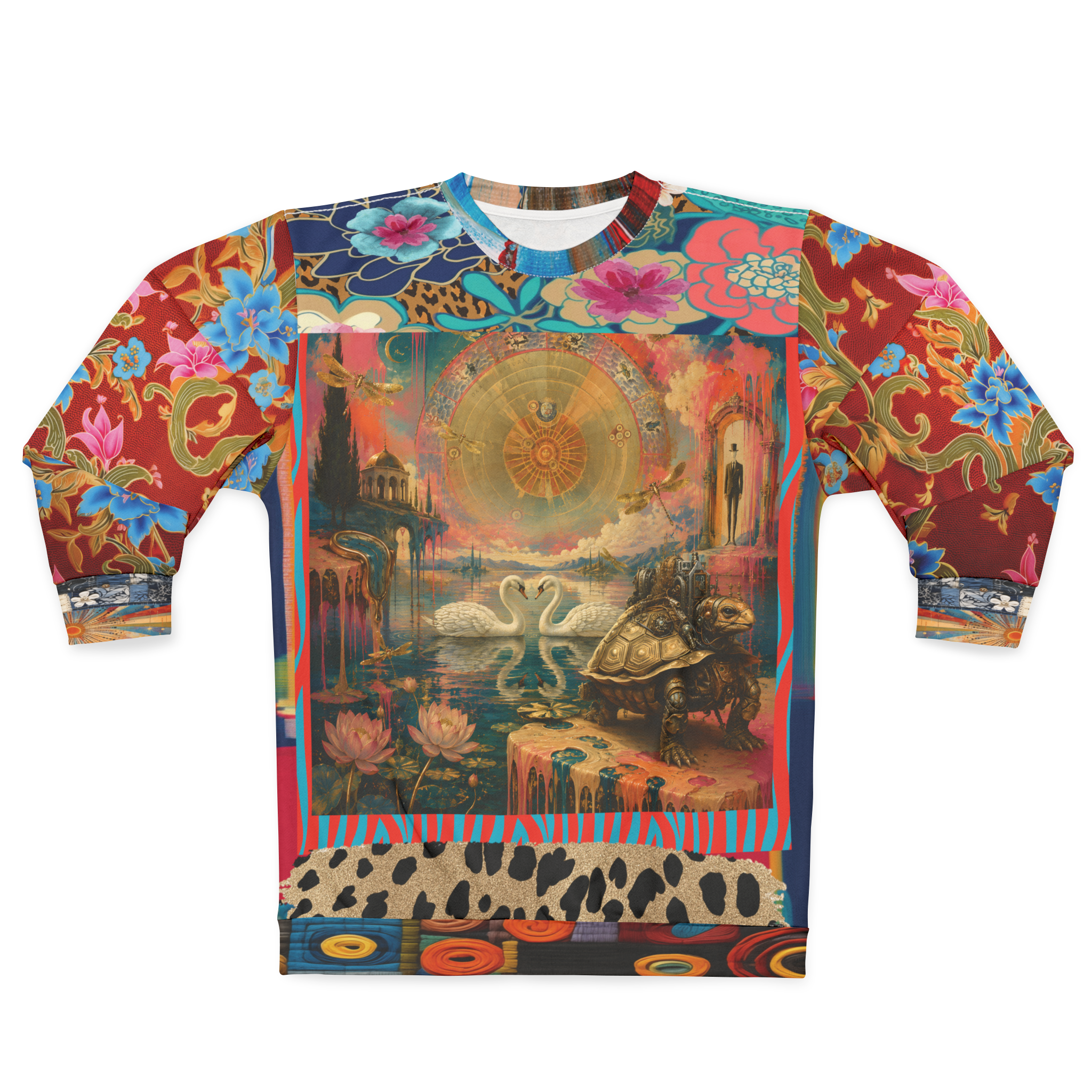 Celestial Swans in Zodiac Clockwork Garden Unisex Sweatshirt (Gold Label)