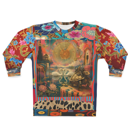 Celestial Swans in Zodiac Clockwork Garden Unisex Sweatshirt (Gold Label)