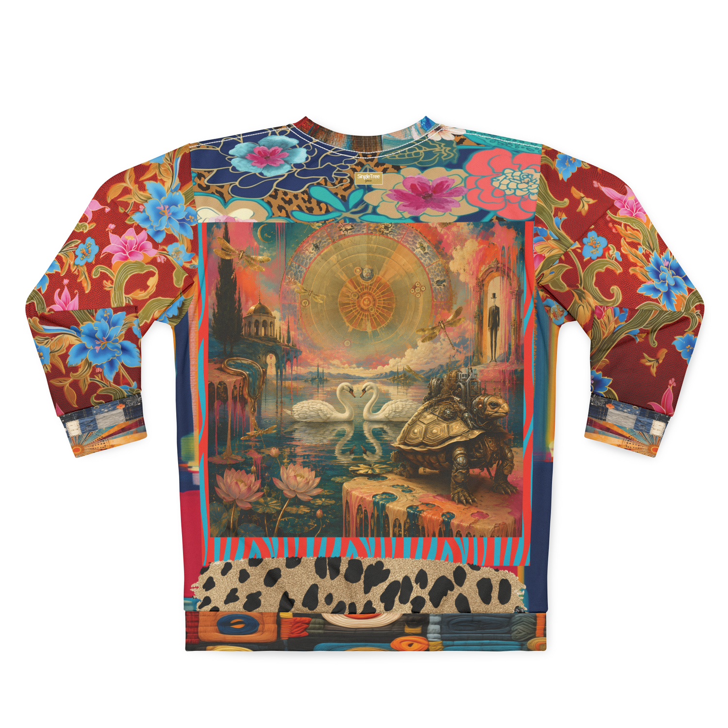 Celestial Swans in Zodiac Clockwork Garden Unisex Sweatshirt (Gold Label)