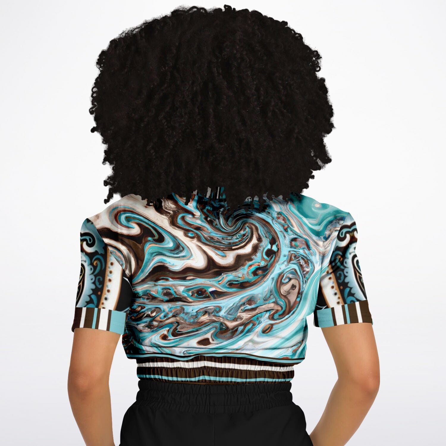 Turk and Caicos Eco-Poly Short Sleeve Cropped Pullover