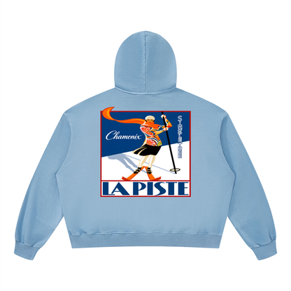 La Piste Faire du Ski Chamonix Unisex Boxy Vintage Washed Hoodie