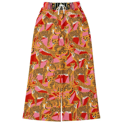 Cheetah in Pink Tiger Stripes Eco-Poly Wide Leg Pants