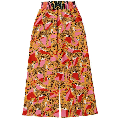 Cheetah in Pink Tiger Stripes Eco-Poly Wide Leg Pants
