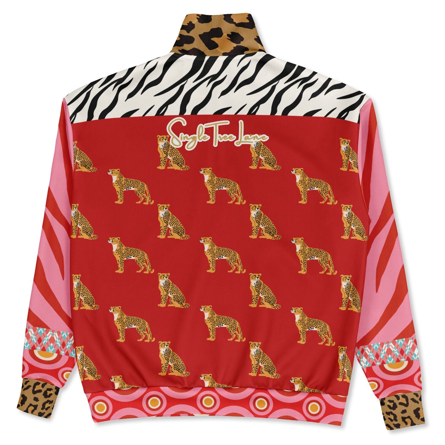 Cheetah in Pink Zebra Stripes Heavyweight Quarter Zip Unisex Pullover