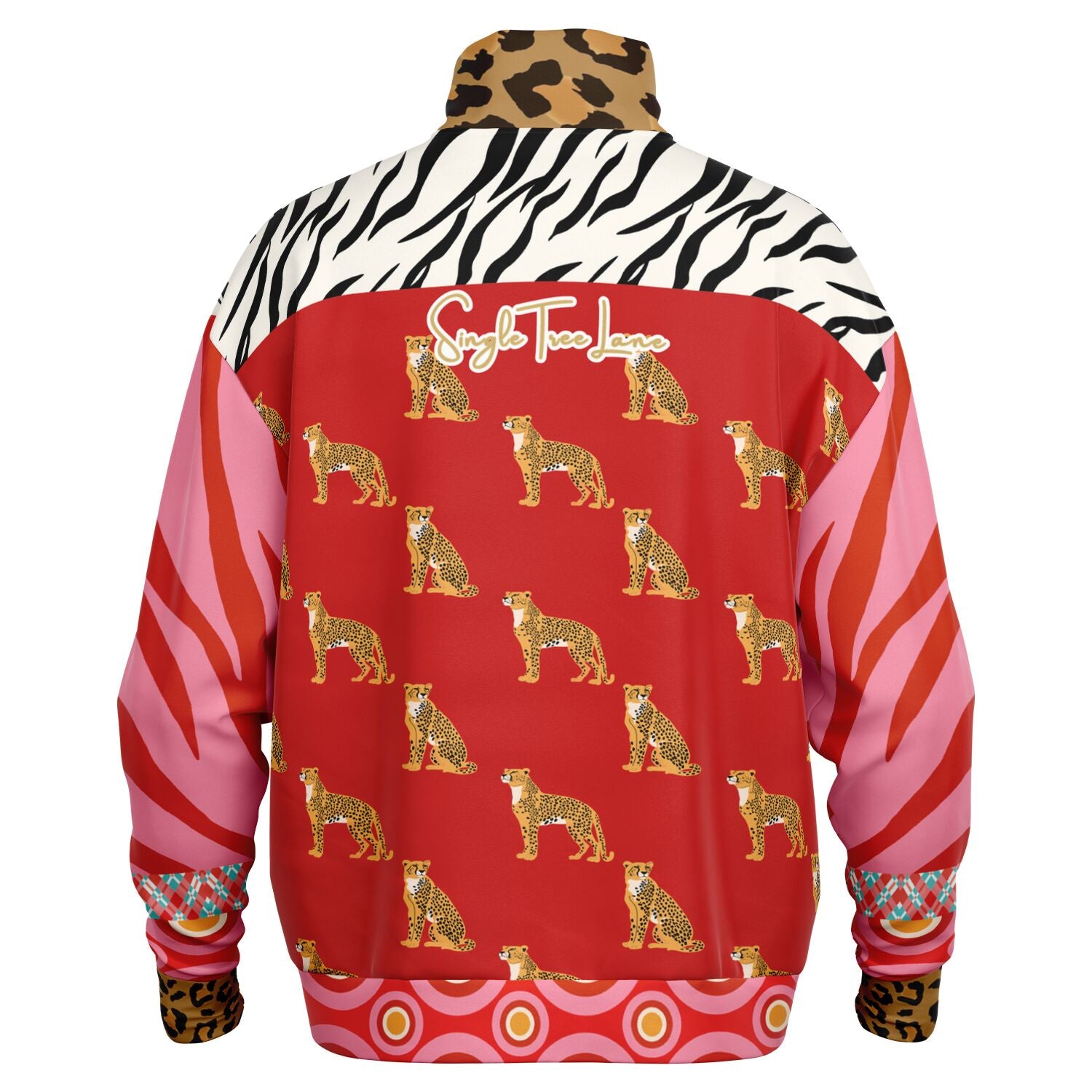 Cheetah in Pink Zebra Stripes Heavyweight Quarter Zip Unisex Pullover