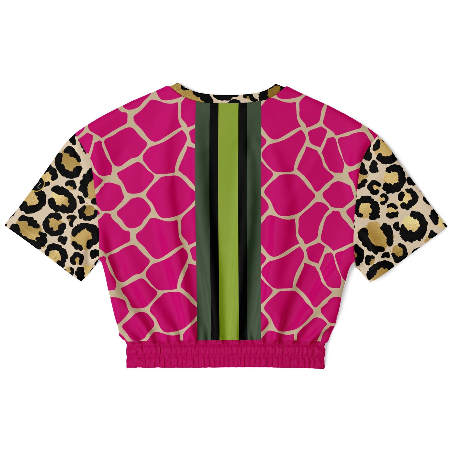 Cheetah Time 1863 Neon Stripe Eco-Poly Short Sleeve Cropped Pullover