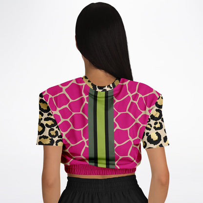 Cheetah Time 1863 Neon Stripe Eco-Poly Short Sleeve Cropped Pullover