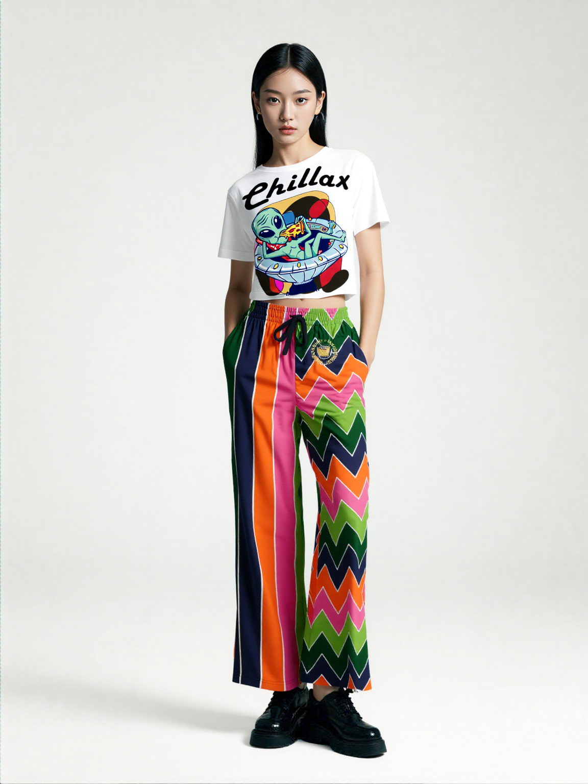 Mardi Gras Rugby Stripe Eco-Poly Wide Leg Pants