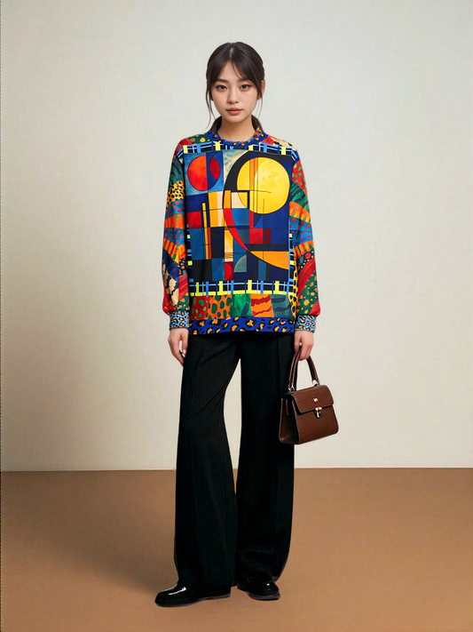 City by the Sea and Moon Abstract Art Unisex Sweatshirt (Gold Label)