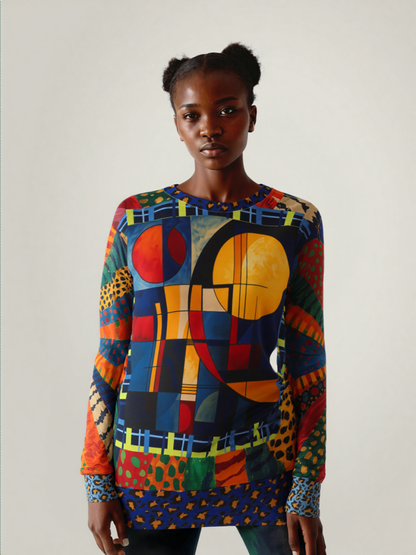 City by the Sea and Moon Abstract Art Unisex Sweatshirt (Gold Label)