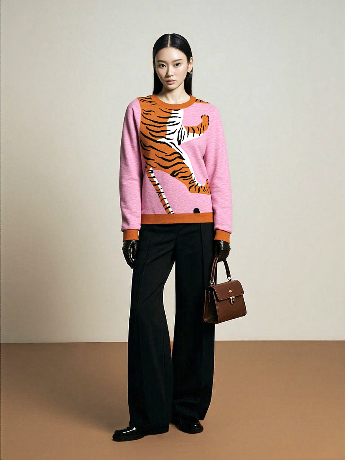 Climbing to the Top in Pink Knitted Crewneck Sweater