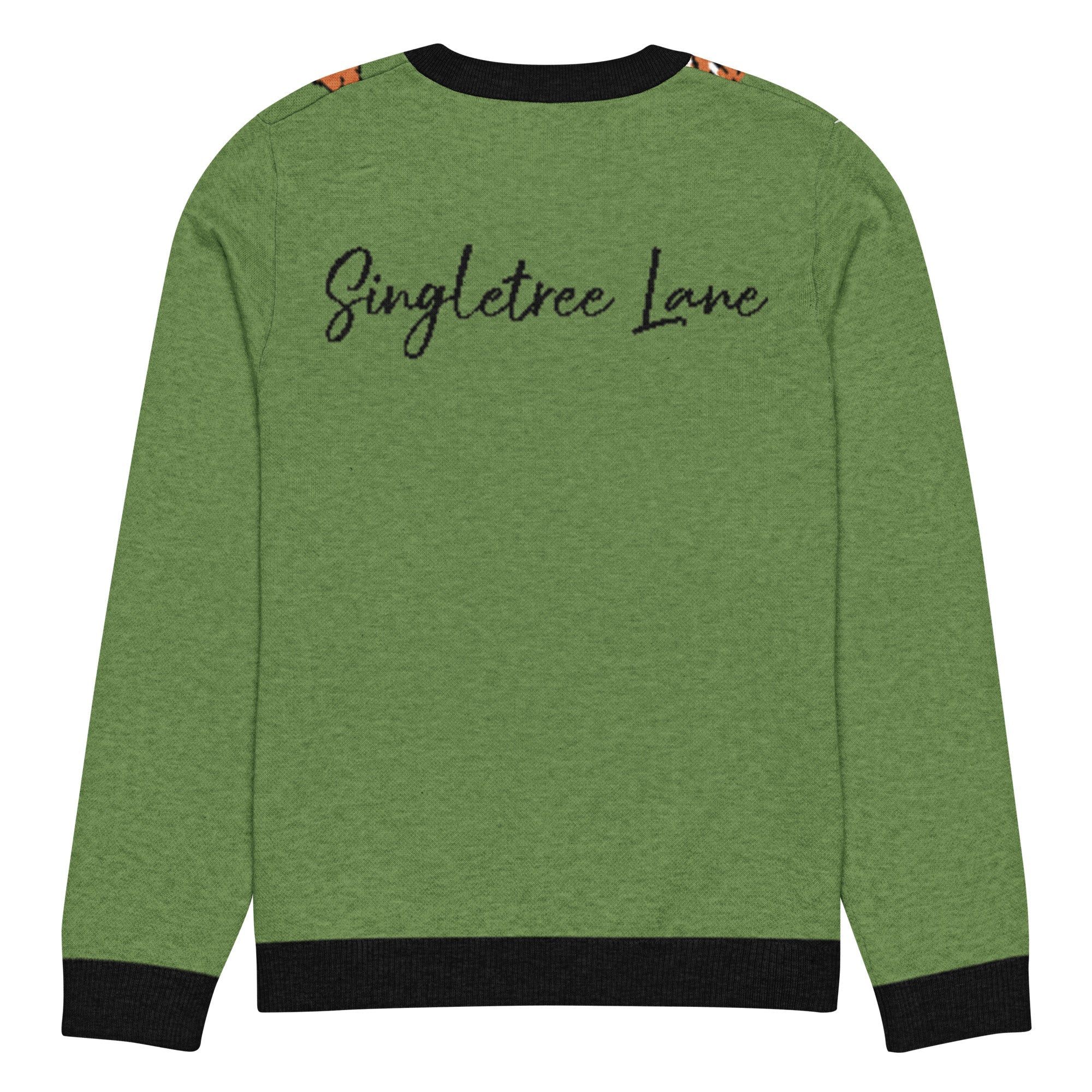 Climbing to the Top in Green Knitted Crewneck Sweater
