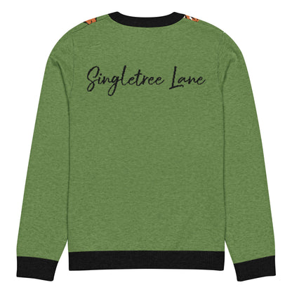 Climbing to the Top in Green Knitted Crewneck Sweater