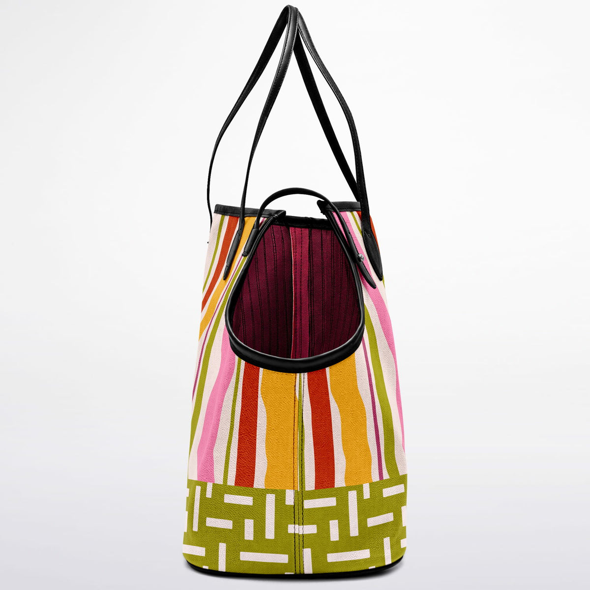 Colorful Ribbon Riot Striped Vegan Leather Pet Carrier Tote