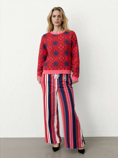 Yabba Dabba Doo Rugby Stripe Eco-Poly Wide Leg Pants