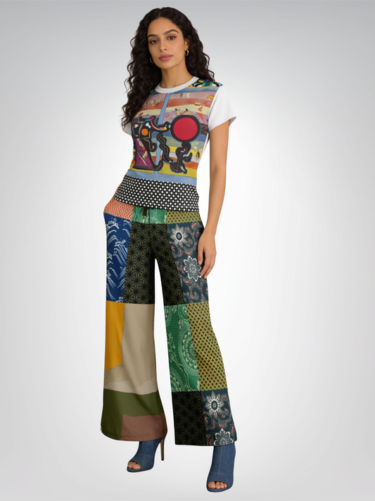 Razzamatazz Vintage Patchwork Eco-Poly Wide Leg Pants